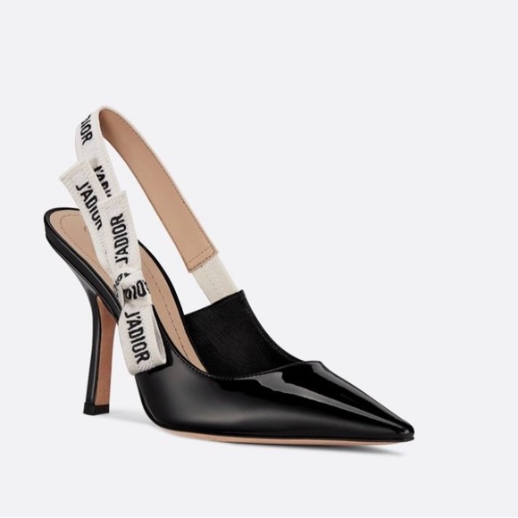 Dior Shoes - Dior Black Patent Leather Slingback Heels